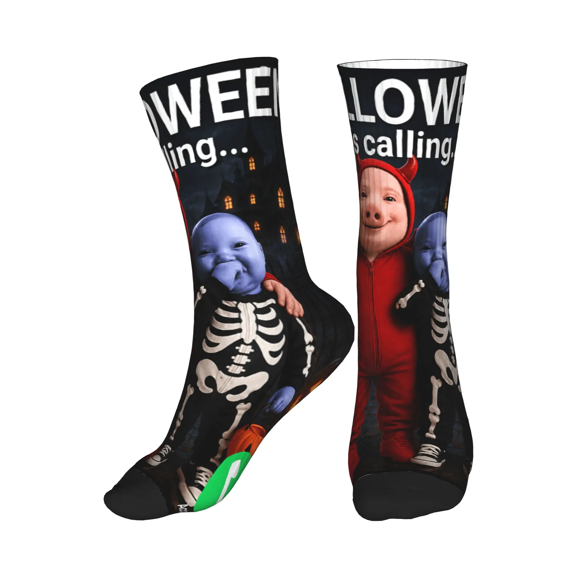 Halloween John Pork AI Baby Meme Socks  Leisure Stockings Men's High Quality Outdoor Socks Spring Printed Anti Skid Socks