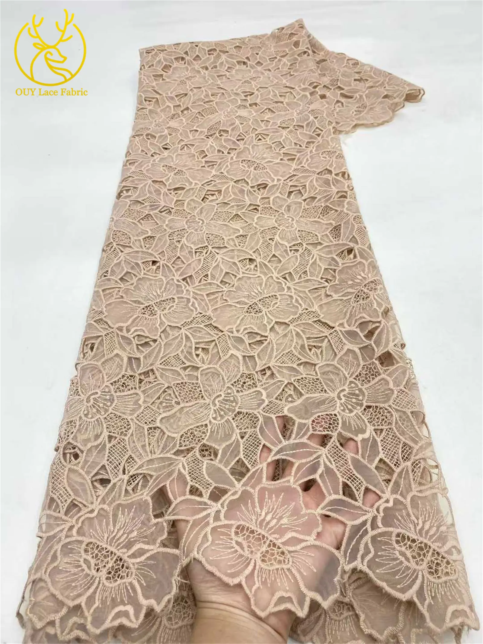 Eleganter französischer Mesh-Spitzenstoff 2026 Luxuriöser afrikanischer Stickerei-Tüll für Braut- und Abendkleider DIY Nähen 5 Yards – Detail 17