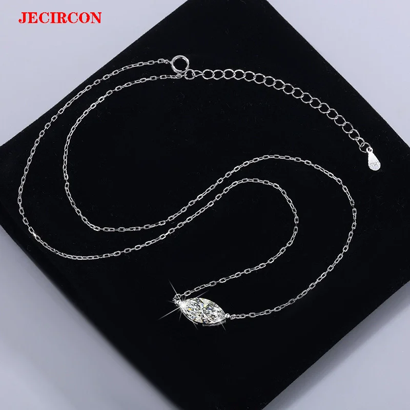 

JECIRCON S925 ожерелье из стерлингового серебра для женщин 1/2 карата маркиза муассанит кулон необработанные блестящие ювелирные изделия повседневная одежда