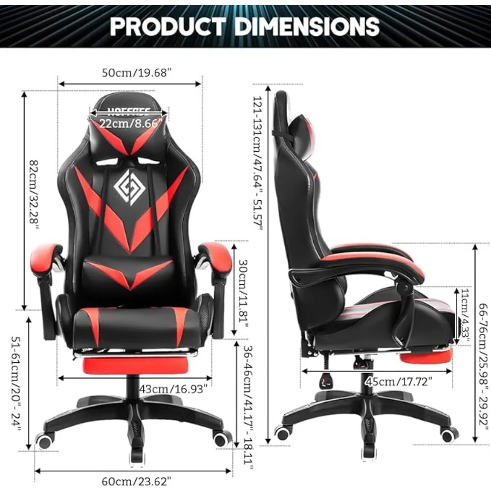 Gaming Chair with Massage and LED RGB Lights Chair with Footrest High Back Video Game Chair with  Linkage Armrest Gaming Chairs image 3