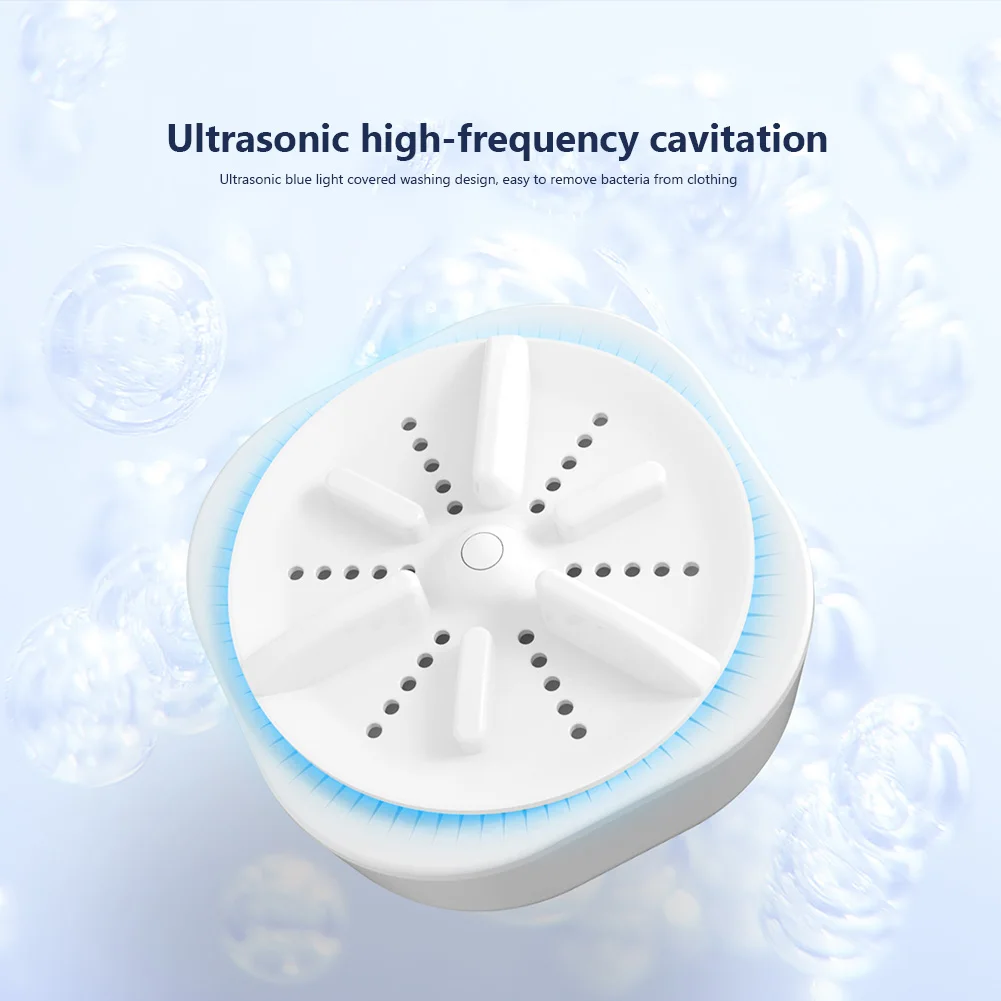 30W Ultrasonic Turbo Washing Machine USB Mini Turbo Laundry Cleaning for Baby Clothes Underwear Socks Business Trip Travel