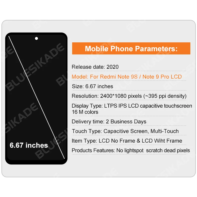 For Xiaomi Redmi Note 9S LCD Display M2003J6A1G Touch Screen For Redmi Note 9 Pro Display M2003J6B2G Digitizer Replacement Part
