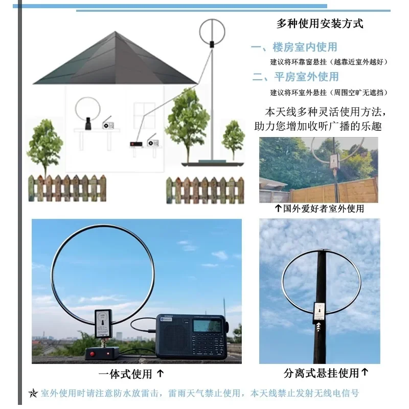 GA800 Active Loop Antenna 10KHz-159MHz HF Short Wave Small Loop Antenna for Radio Receiver Indoor Use Tescun Malahiteam SDR