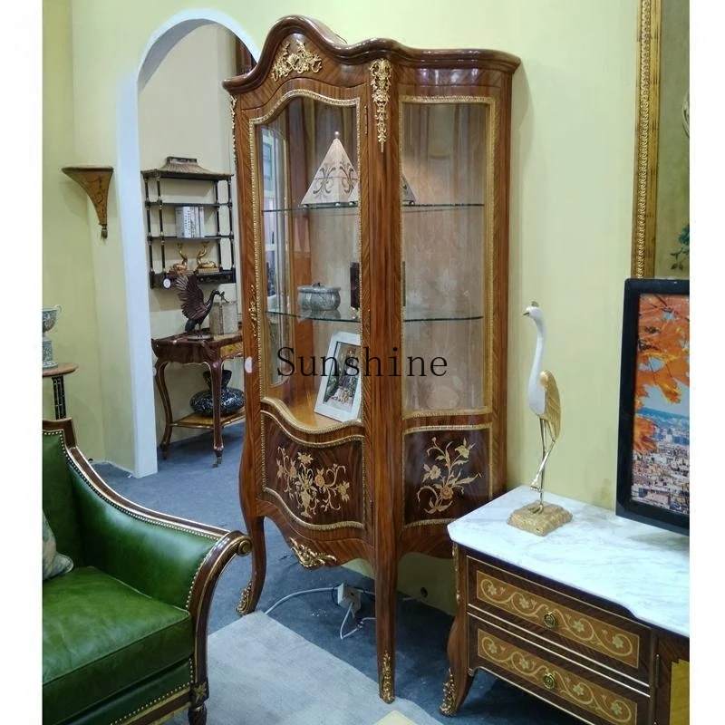 European solid wood hand-carved wine cabinet partition classical villa living room multi-functional luxury