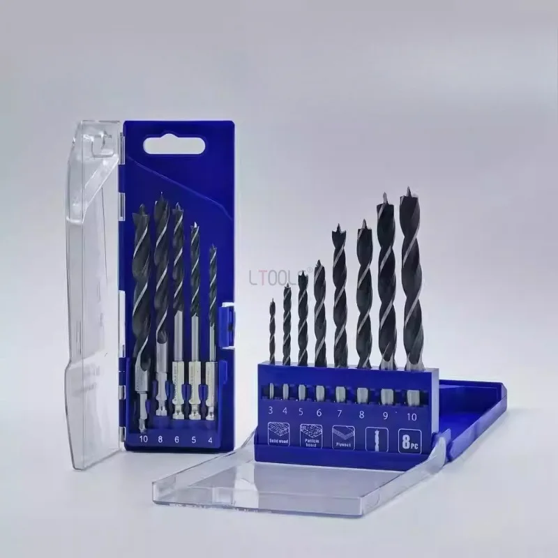 Woodworking Drill Bit Three-point High Hardness Fried Dough Twists Drilling Tool Wood Plastic Electric Hand Drill Drilling Kit