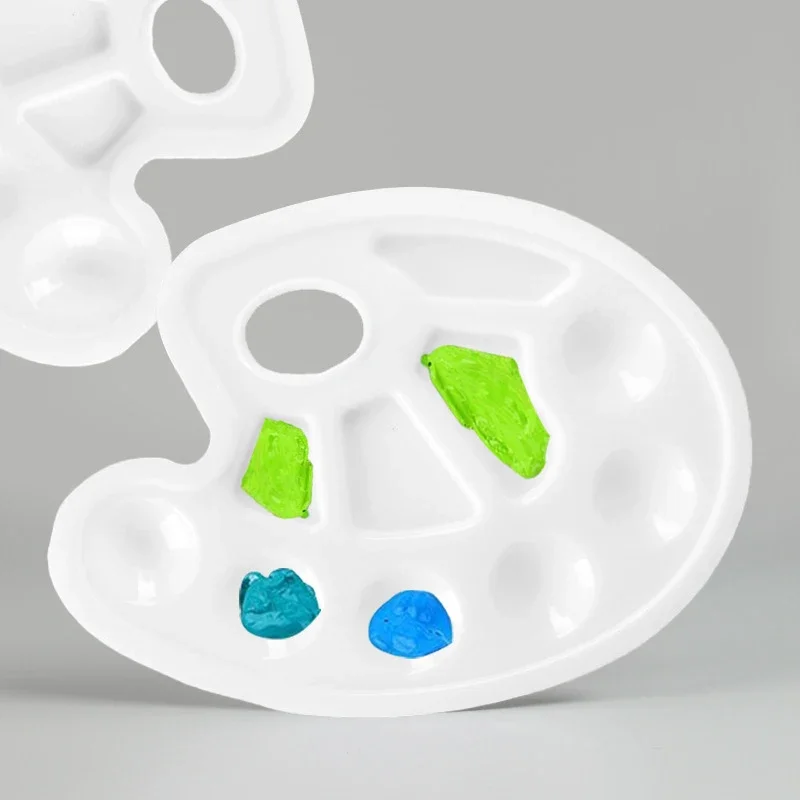 4 قطع من لوحات صينية الطلاء البيضاوية مع فتحة إبهام للطلاب لصناعة اللوحة اليدوية أو حفلة عيد الميلاد