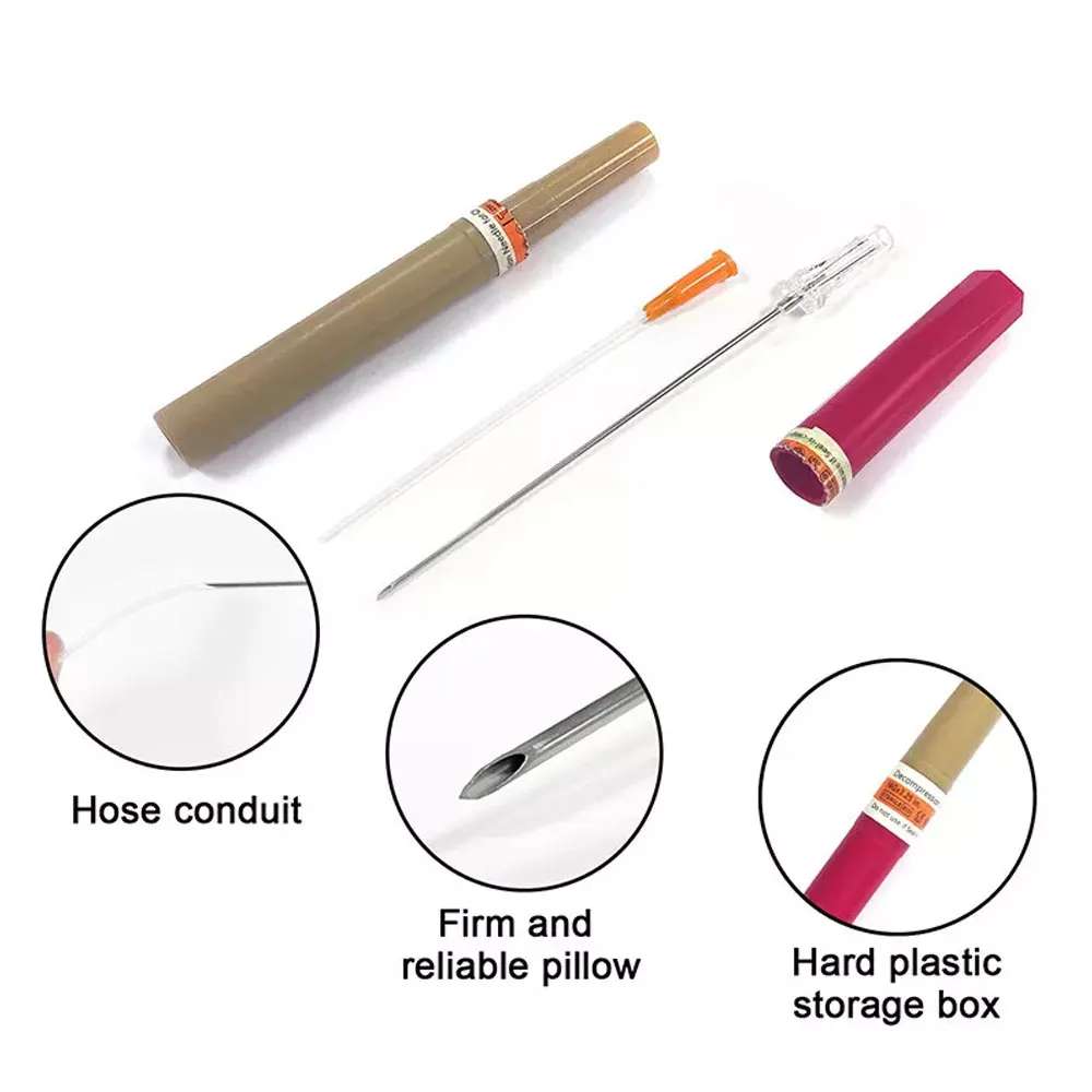 Equipamento de emergência de cor aleatória, kit de primeiros socorros, tensão, pneumotórax, agulha torácica, agulha médica de descompressão no peito