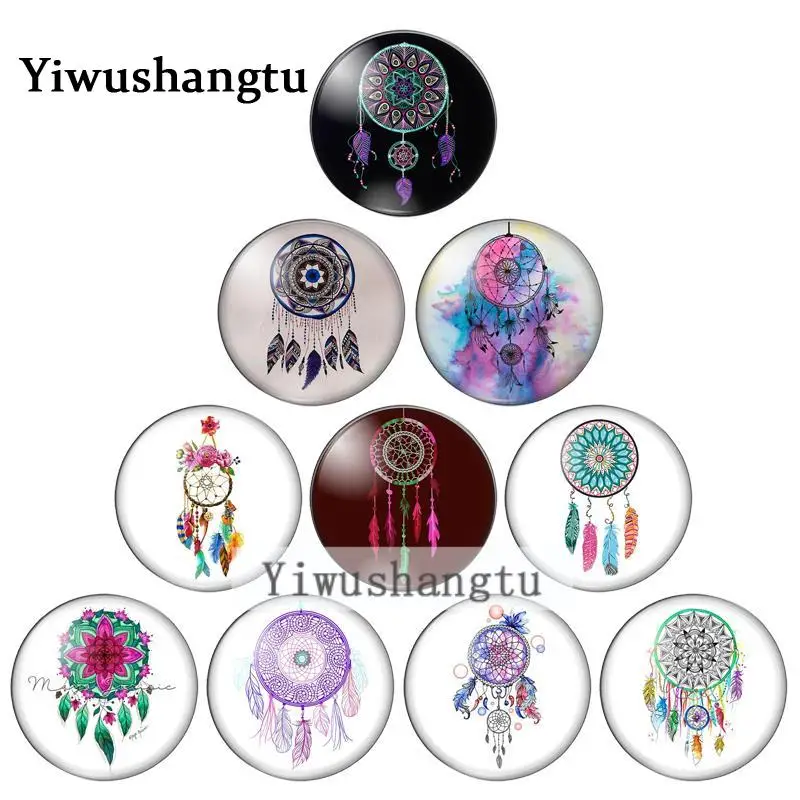 Colorful Dream catcher beauty dream 12mm/20mm/25mm/30mm Round photo glass cabochon demo flat back Making findings