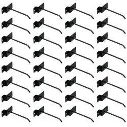 32Pcs Heavy Duty Black 4'' Slatwall Hooks Stainless Steel Slatwall Panel Hooks Pegboard Gridwall Hooks Retail