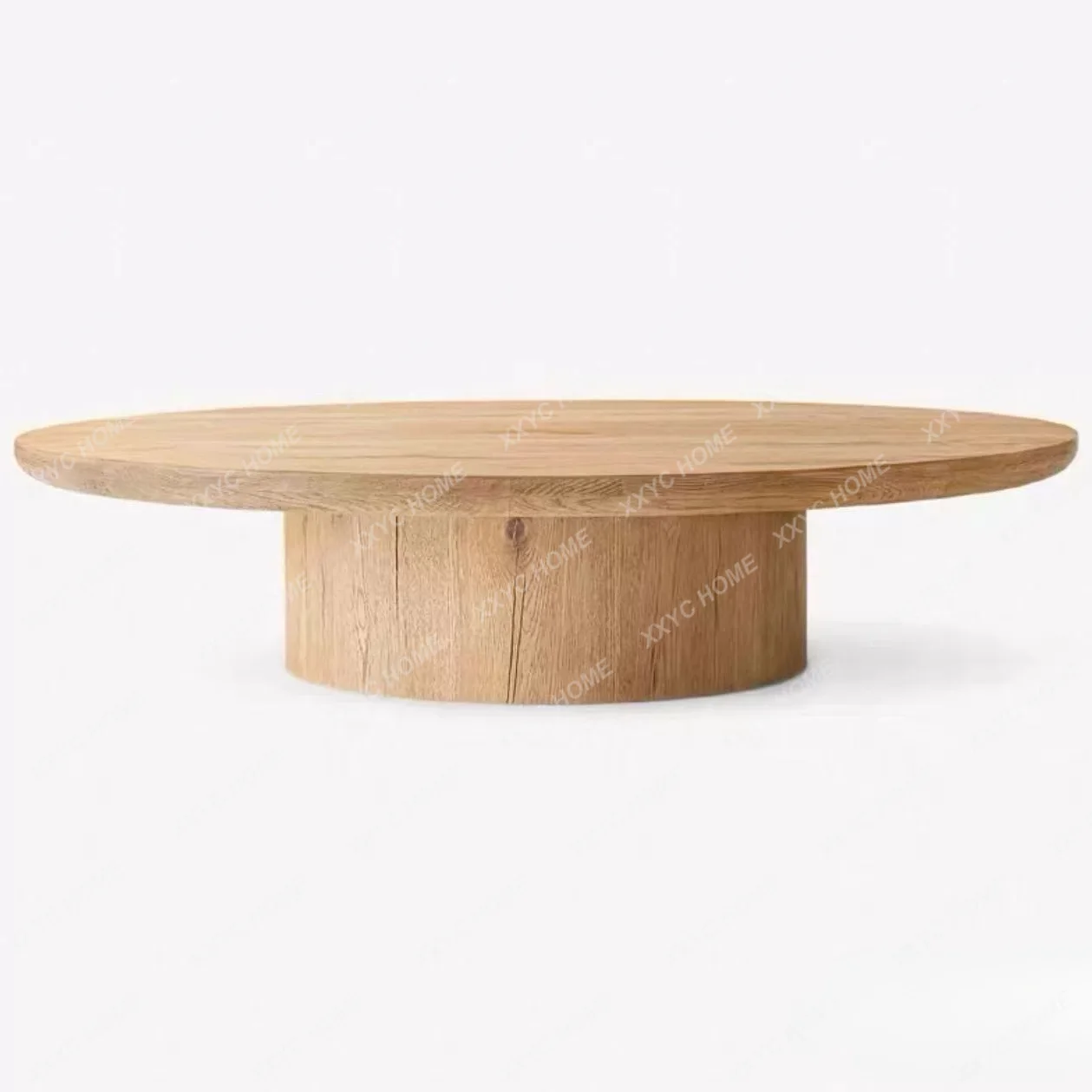 Solid wood coffee table living room household oval tea table RH villa homestay negotiation coffee table