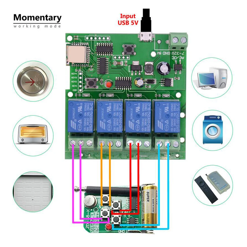 WiFi Switch Ewelink App Smart Life Remote Control Wireless Smart Switch Modul Self-locking interlock remote control 4-way relay