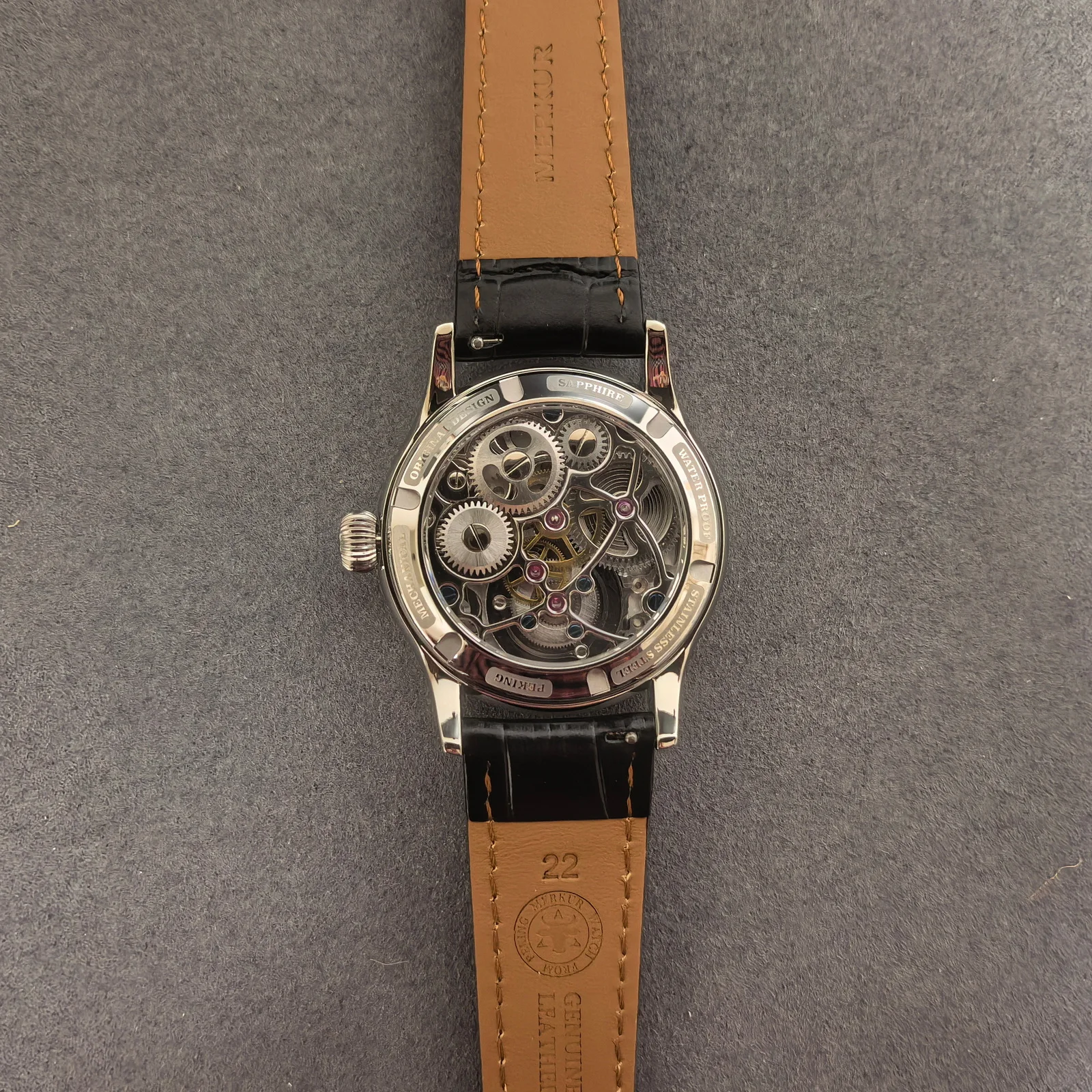 Jacques Genry Men Tourbillon Watch 42mm Manual Winding Mechanical Wristwatch Sapphire Mirror Crystal Stone Dial