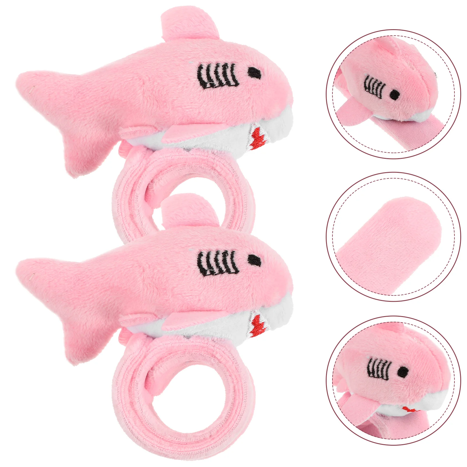 2 Pcs Plush Ring Shark Slap Bracelet Zoo Themed Parties Animal Bracelets for Kids Gift Party Favors Bulk Pp Cotton Cartoon