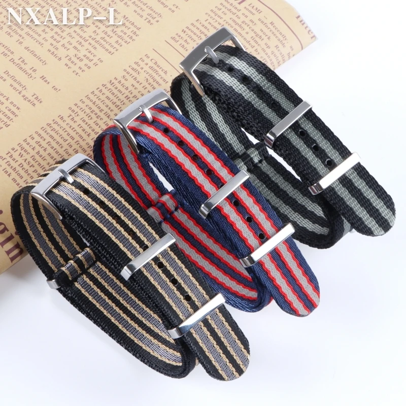 Soft Nylon Bracelet 20mm for Omega Speedmaster 007 Seatbelt Wristband Military Sport Retro Watchband for Seiko Strap Braid Belt