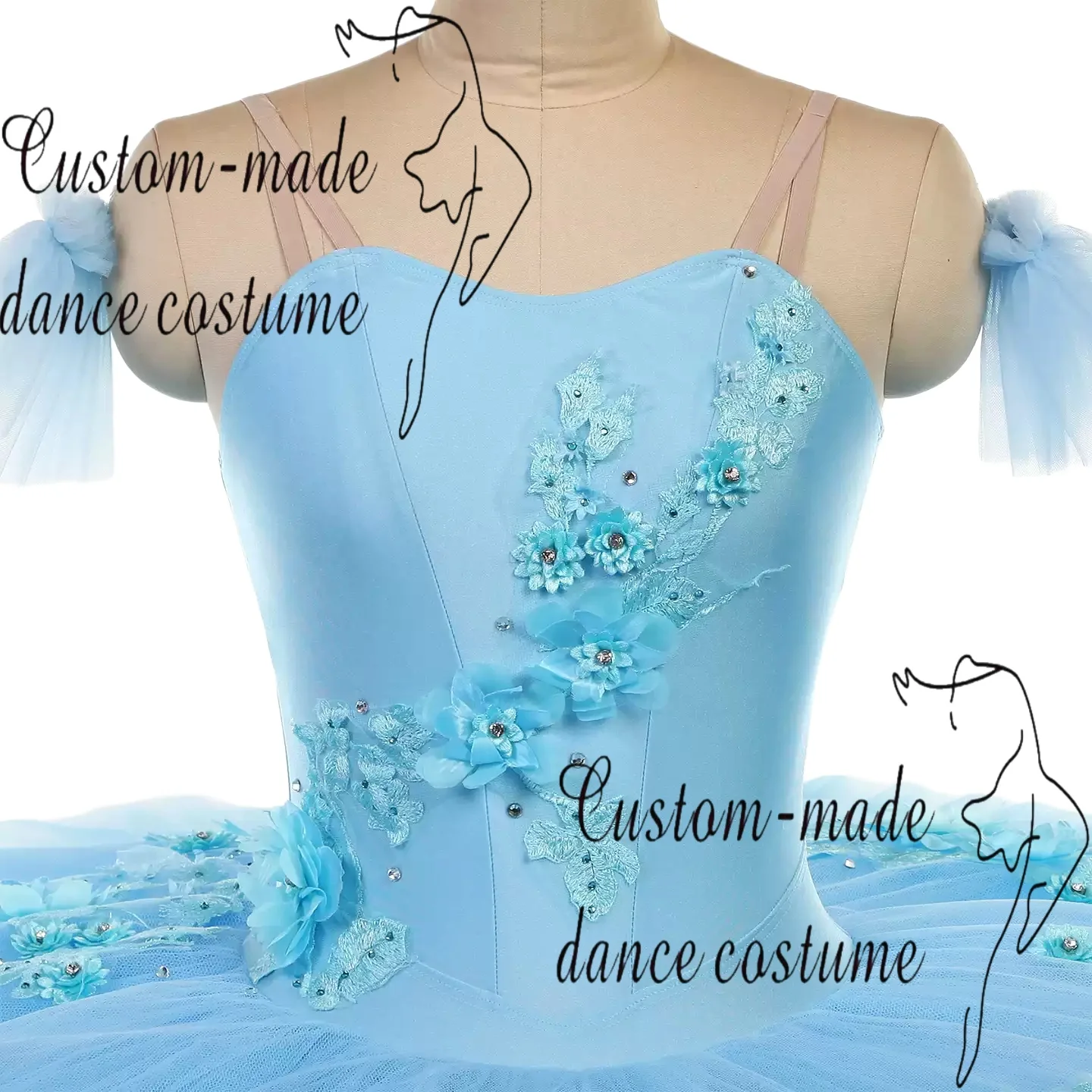 Sky Blue Nutcracker Female Variations Ballet Skirt Graduation Evening Report Performance Group Dance TUTU Puff Skirt