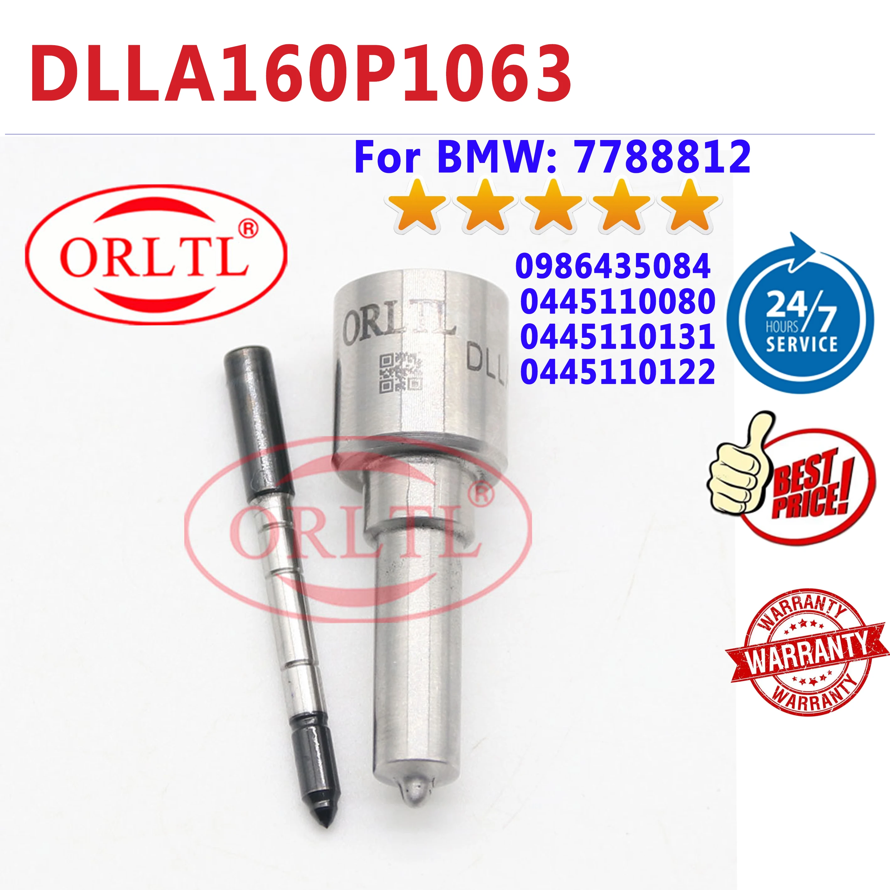 

DLLA160P1063 0433172037 Diesel Common Rail Injector 0445110131 nozzle DLLA 160 P 1063 Fuel oil spray nozzle for BMW 7788812