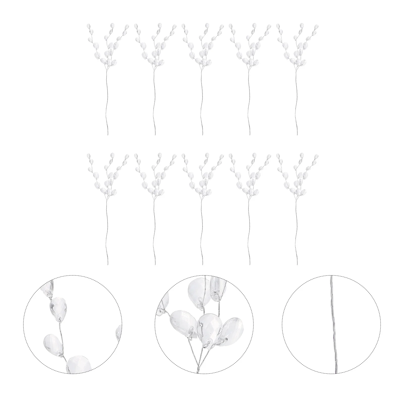 

50Pcs Braided Hair Ornament Floral Garland Acrylic Flower Branches DIY Wreath Decor for Wedding Party Craft Supplies