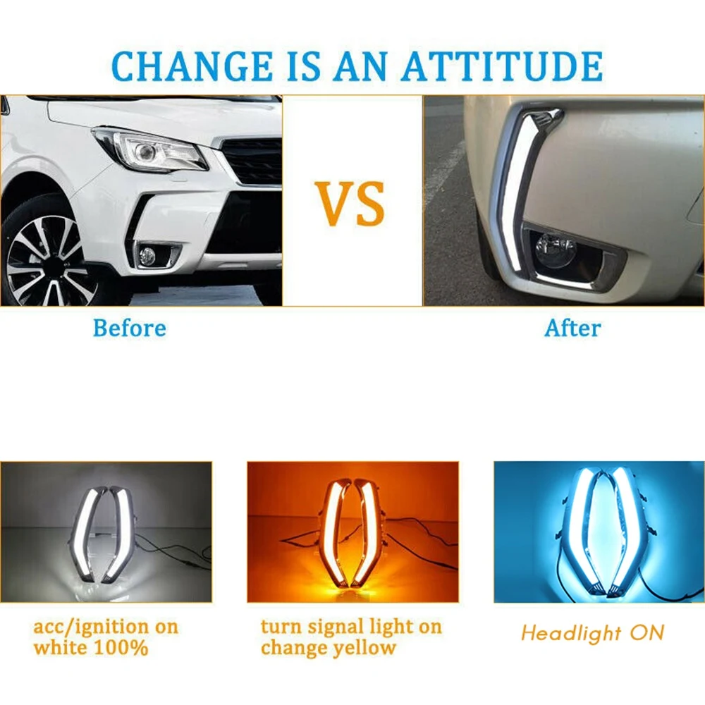 

Car Left Right LED DRL Fog Light for Subaru Forester 2013-2016 Auto Driving Lamp Daytime Running Light Bumper Lamp