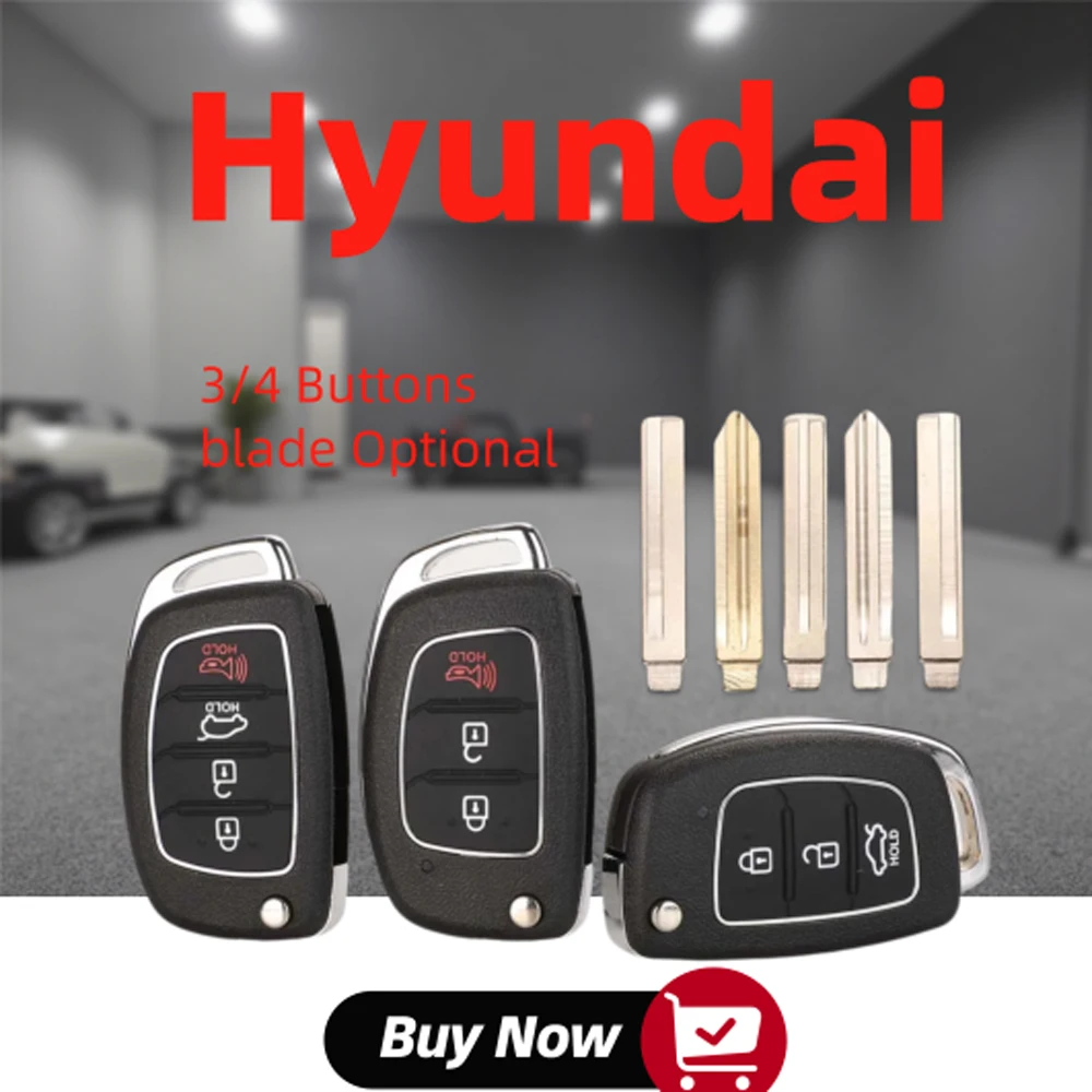 Jingyuqin 3-Tasten Faltbare Fernbedienungs-Autoschlüsselhülle für Hyundai Hb20 Ix35 Ix45 Elantra Optionales Klingenzubehör