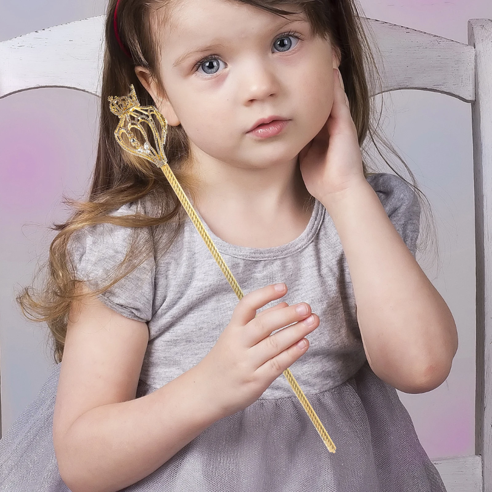 

1Pcs Decorative Fairy Scepter Crown Wand for Wedding Birthday Halloween Party Costume Accessory Stage Performance Cane