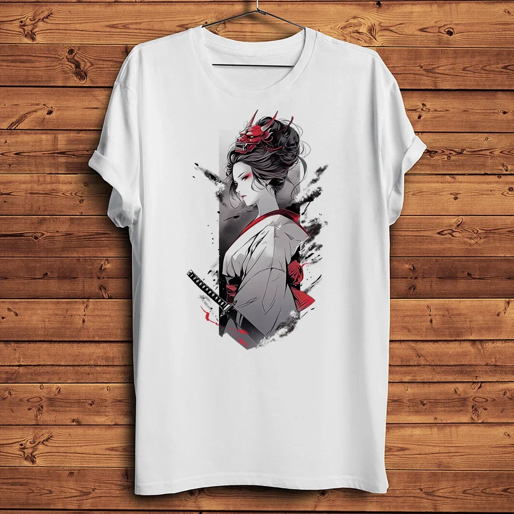 heavyweight Japanese Samurai  Geisha Onna Bugeisha Funny Men Casual Short Sleeve Unisex Streetwear Tee Breathable Print