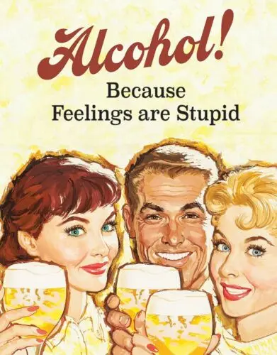 Alcohol Feelings Are Stupid Drinking Funny Retro Bar  Pub Garage Metal Tin Sign sign
