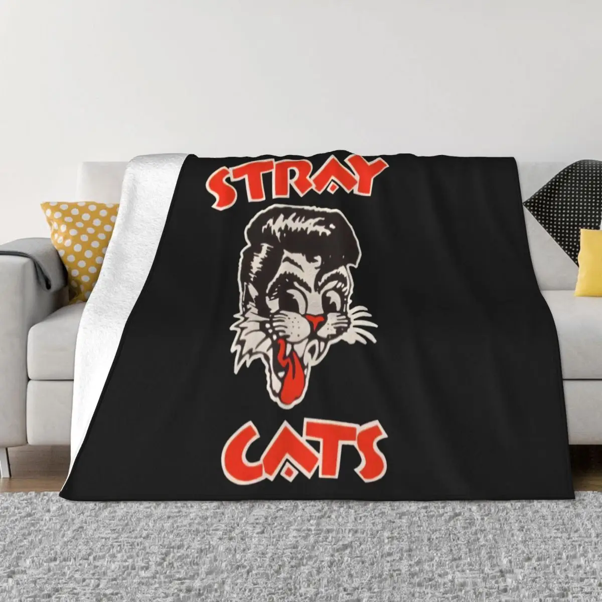 Stray Cats 5 Black Formal Hot Creative Splicing Adult Winter Music Best Selling Many Colors Humour Throw Blanket