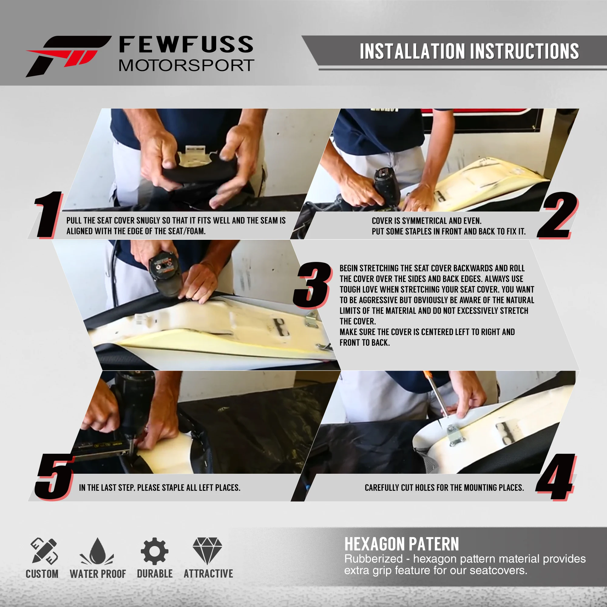 FEWFUSS Motorcycle Seat Cover Cushions Skin Bask in Waterproof Set Protection Antislip upset Apply to for KAWASAKI SXF KXF CRF