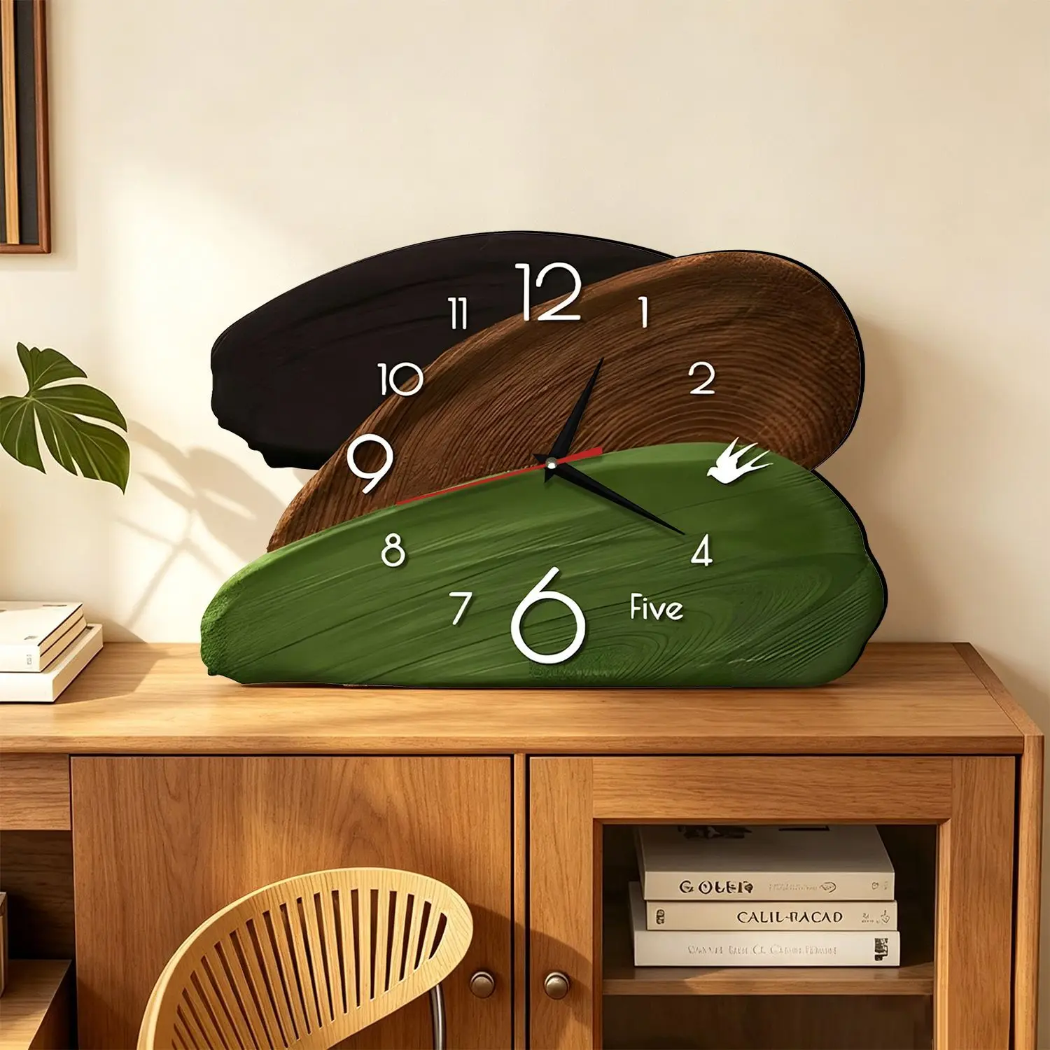 Mid Century Desk Decoration Clock Green Retro Living Room Wall Art High End Creative Silent Table Clock Painting