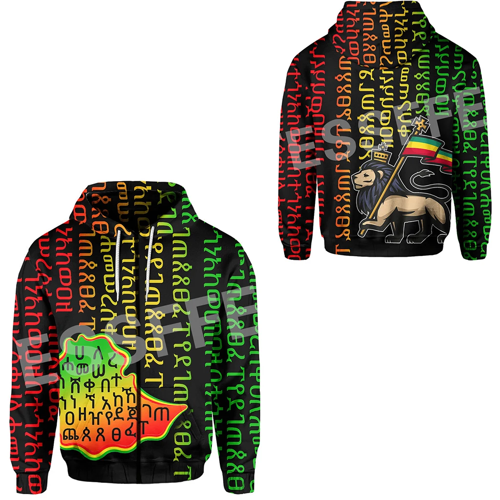 Africa Country Flag Lion Ethiopia Church Reggae Tribel Tattoo Streetwear Tracksuit 3DPrint Unisex Casual Funny Jacket Hoodies 12