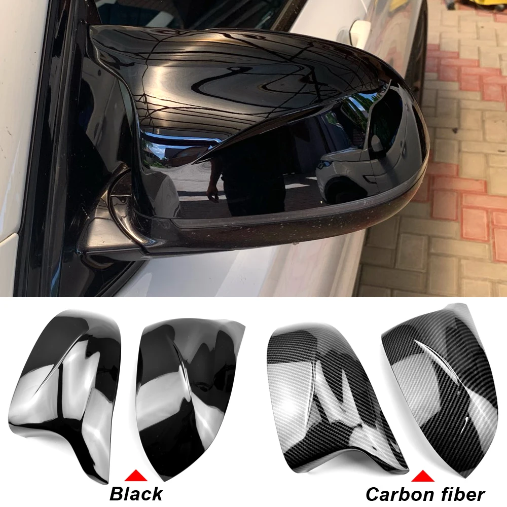 

Auto Car Rear View Side Mirror Cover Trim for BMW F25 X3 F26 X4 F15 X5 F16 X6 2014 2015-2018 Bright black Carbon Fiber Style