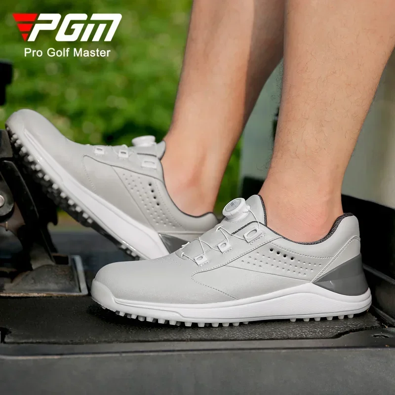 PGM Men Super Waterproof Golf Shoes Male Non-slip Spike Casual Sneakers Men Microfiber Rotating Buckle Sport Shoes Golf Footwear