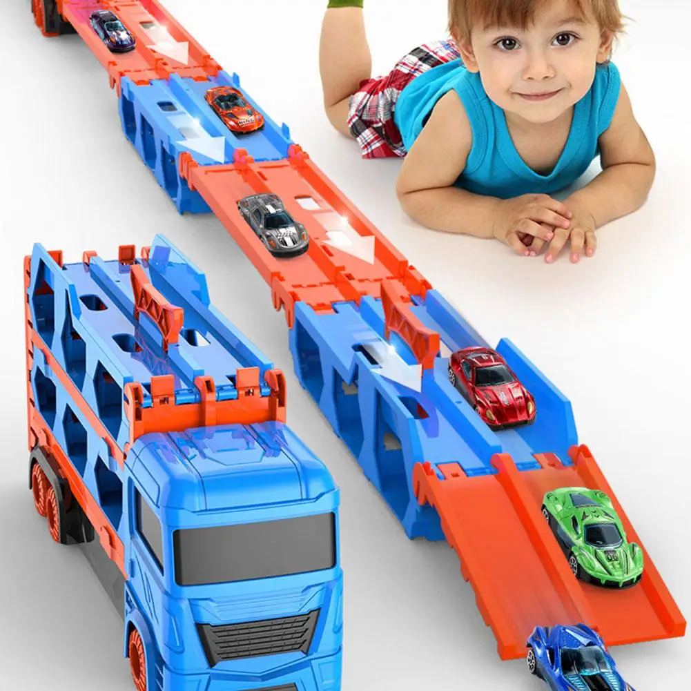 Children\'s Gift Large Transformed Track Car Ejection Folding Alloy Friendly Environmentally Plastic Safe Toys Truck Car Boy I3A5