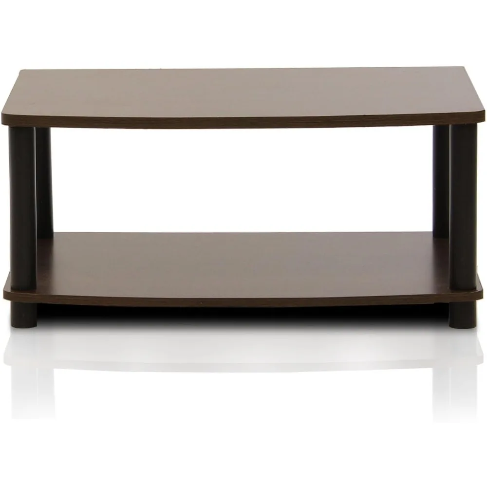 

Turn-N-Tube No Tools 2-Tier Elevated TV Stand, Plastic Round Tubes, Dark Brown/Black