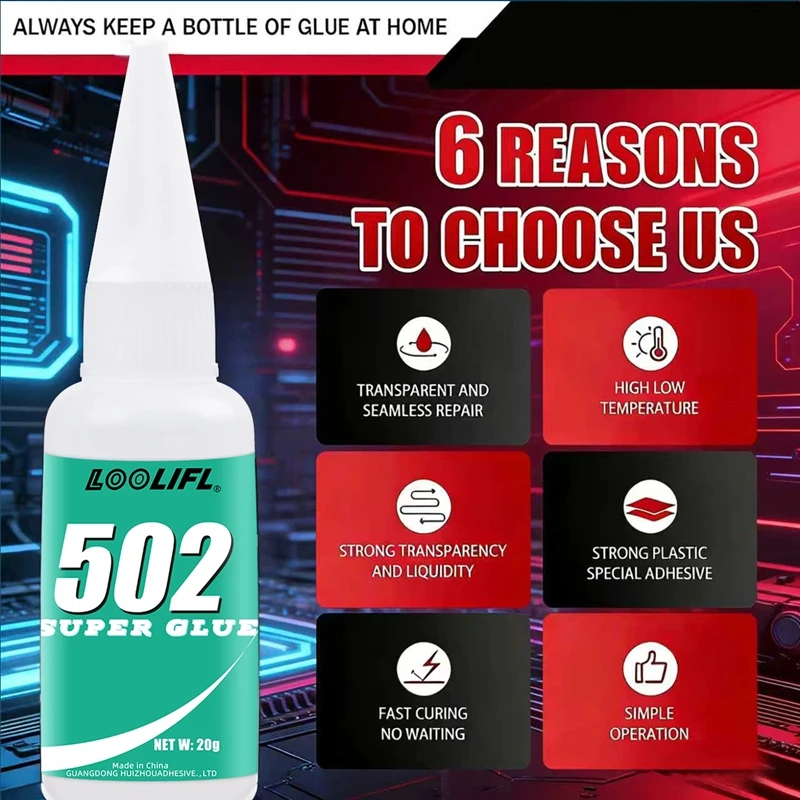 502 Super Glue Instant Quick-drying Cyanoacrylate Adhesive Leather Rubber Wood Metal Strong Bond Liquid Glue Tool