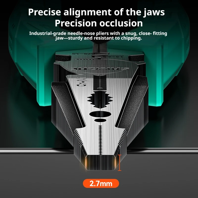 SAMZHE 6 Zoll Industriequalität Spitzzange Drahtschneider Multifunktionale Elektrikerzange Kraftsparendes Design – Detail 7