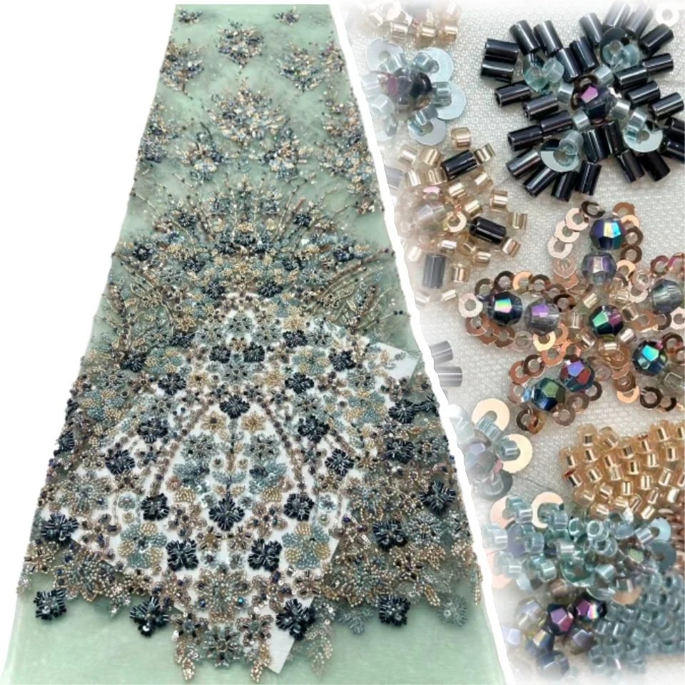 

Тяжелая кружевная ткань с бисером, роскошная кружевная ткань, 2024, высокое качество, африканское нигерийское кружево для женщин, шитье свадебных платьев T1705