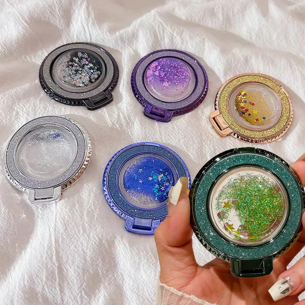 

Модный блестящий зыбучий песок с покрытием, держатель для колец на палец, подставка, ручка, вращающаяся на 360° для мобильного телефона, задняя наклейка, кронштейн для розетки