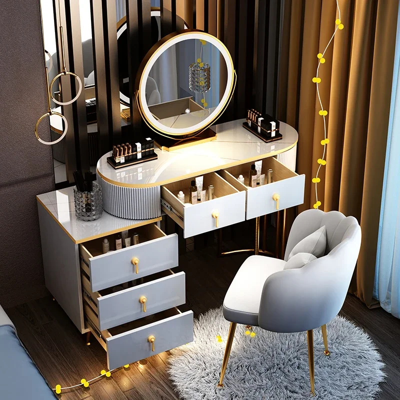 

European Luxury Vanity Table Storage Modern Big Study Corner Women Organizer Dressing Table Girl Penteadeira Chinese Furniture
