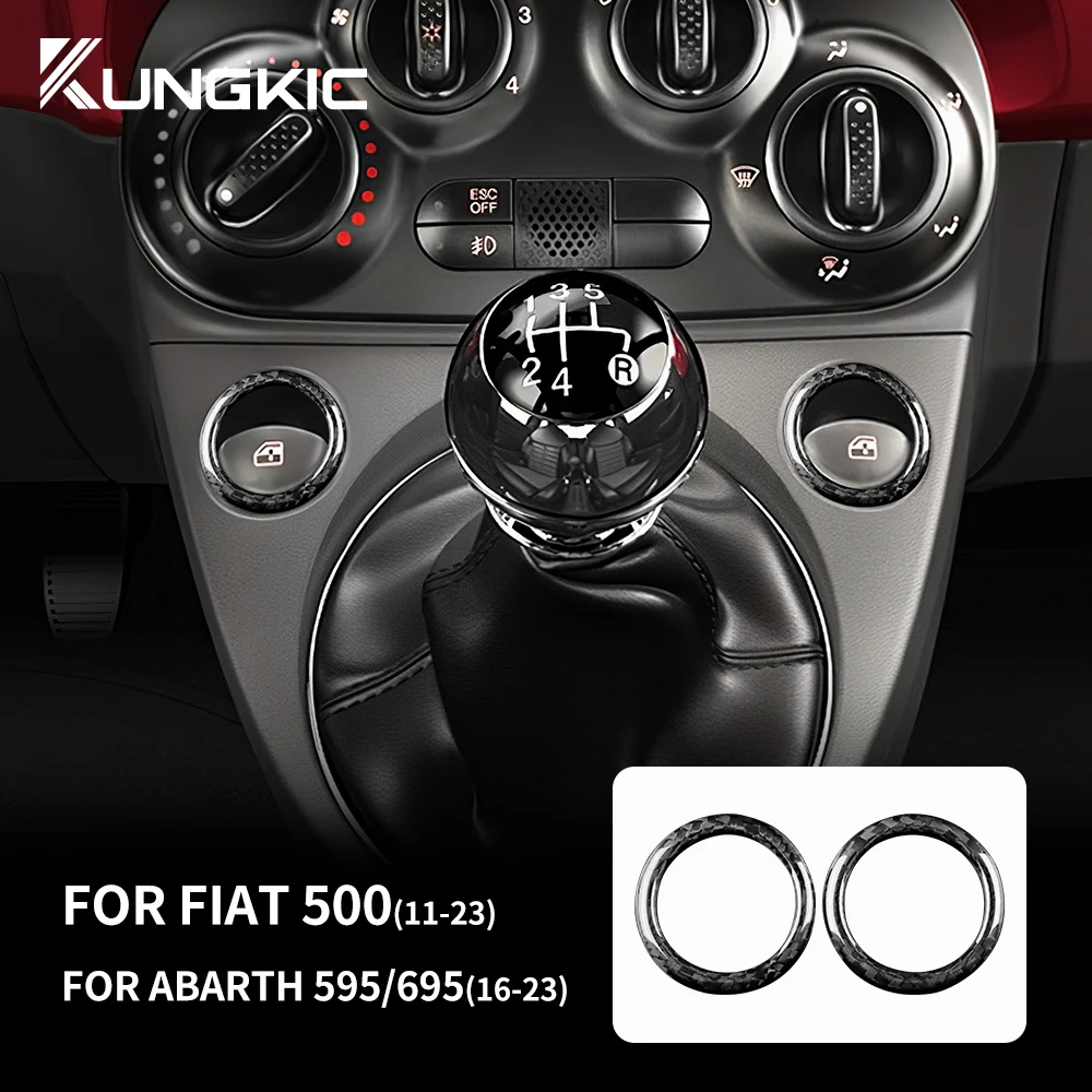 Dry Carbon Fiber For Abarth 595 695 2016-2021 2022 2023 For Fiat 500 2010-2023 Manual Automatic Car Gear Shift Ring Trim