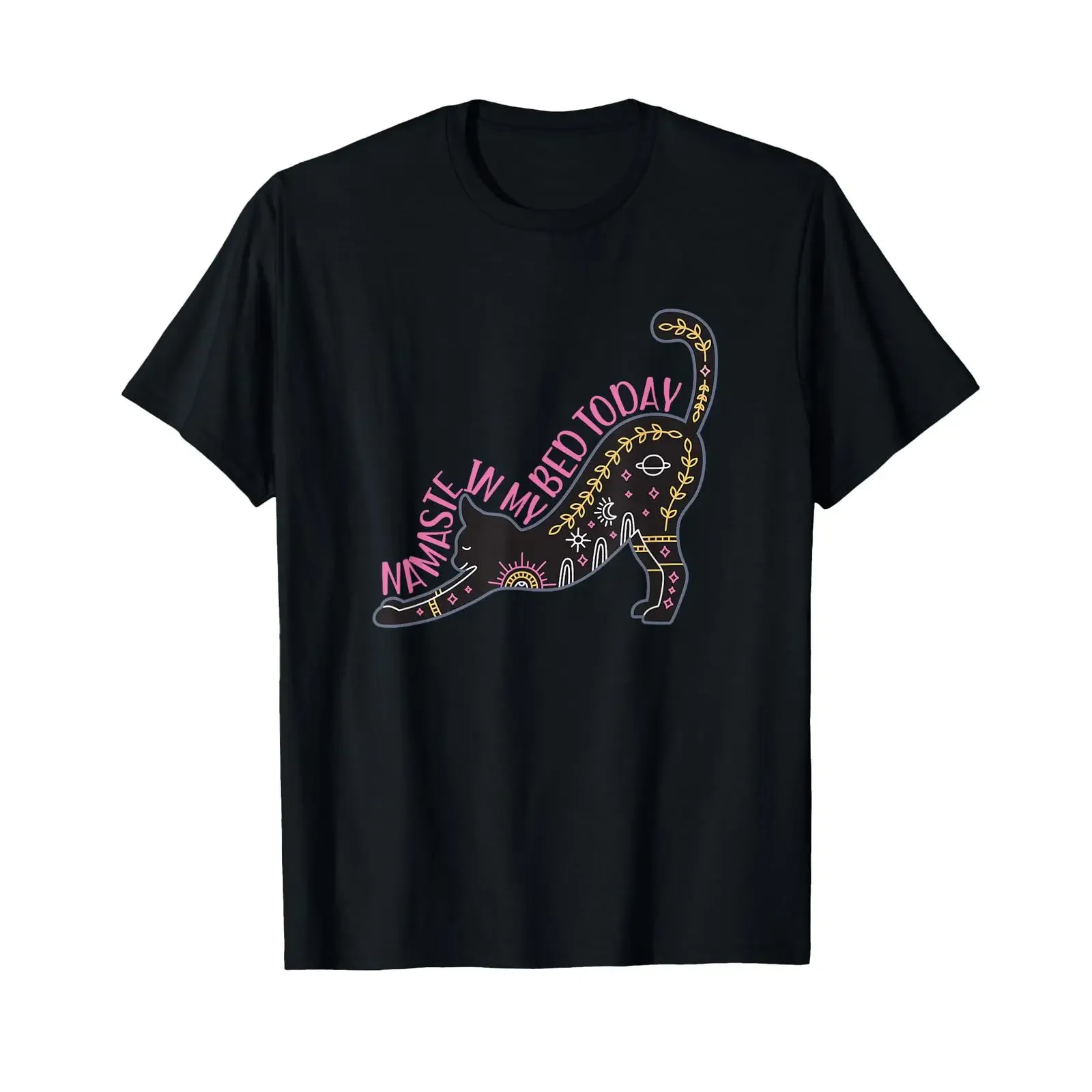 Namaste in my bed today stretching yoga pose T Shirt vintage Washed homme Versatile designer clothes streetwear Casual Unisex