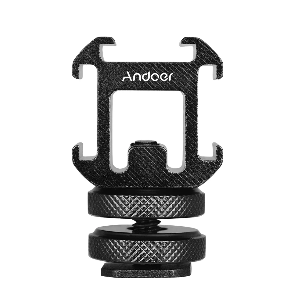 Andoer 3 Cold Shoe Mount Adapter On-Camera Mount Adapter for DSLR Camera for LED Video Light Microphone Monitor 