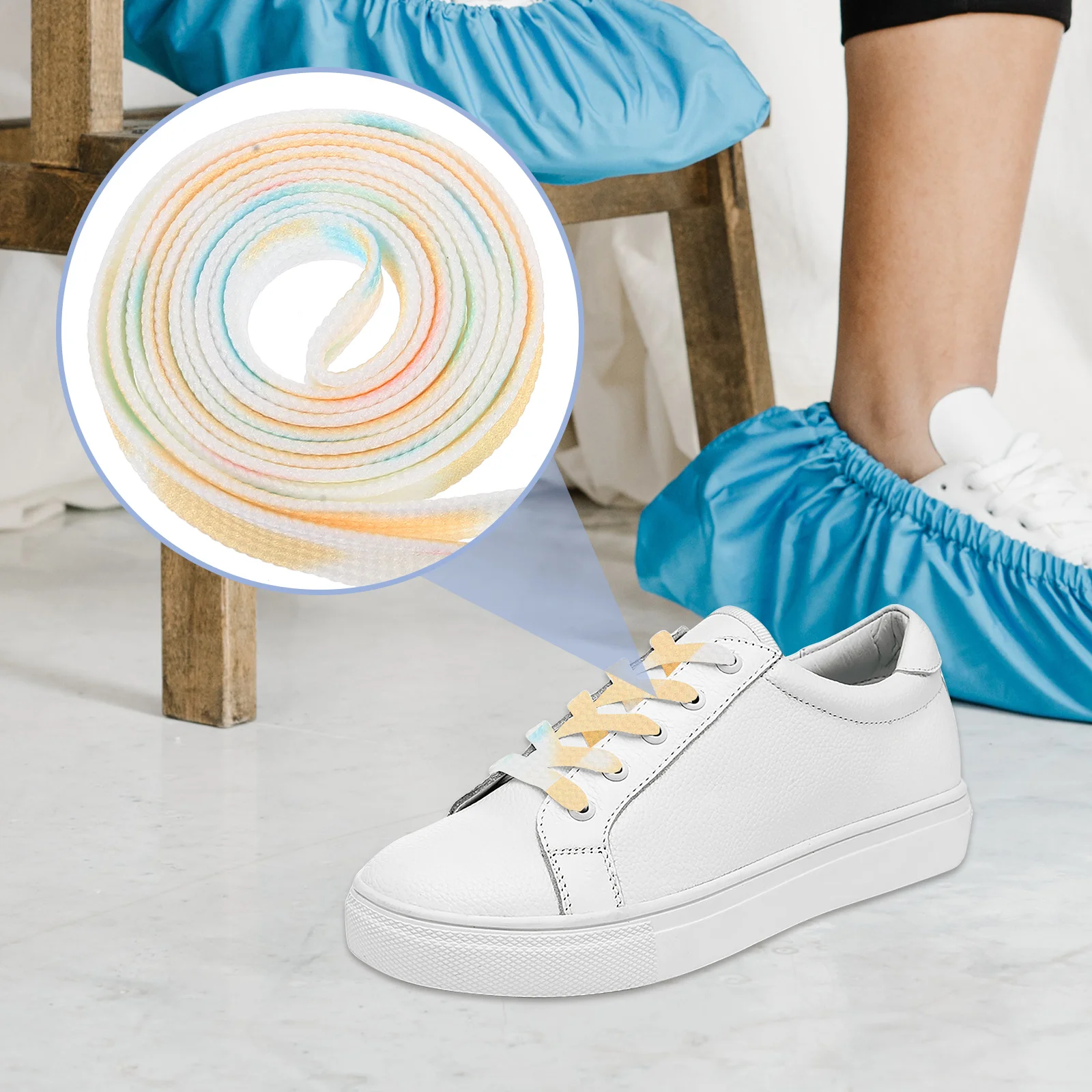 

2Pairs Tie Dye Shoe Laces Flat Creative Shoelace Durable Replacement for Casual Shoes Sneakers Shoes Accessories Flat Shoe Strap