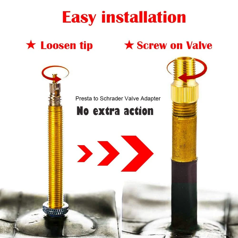 Bicycle Presta Schrader Valve Adaptor,Brass Bike Pump Adapters,Ball Pump Needle, Balloon Inflatable Toys Nozzle Inflator Adapter