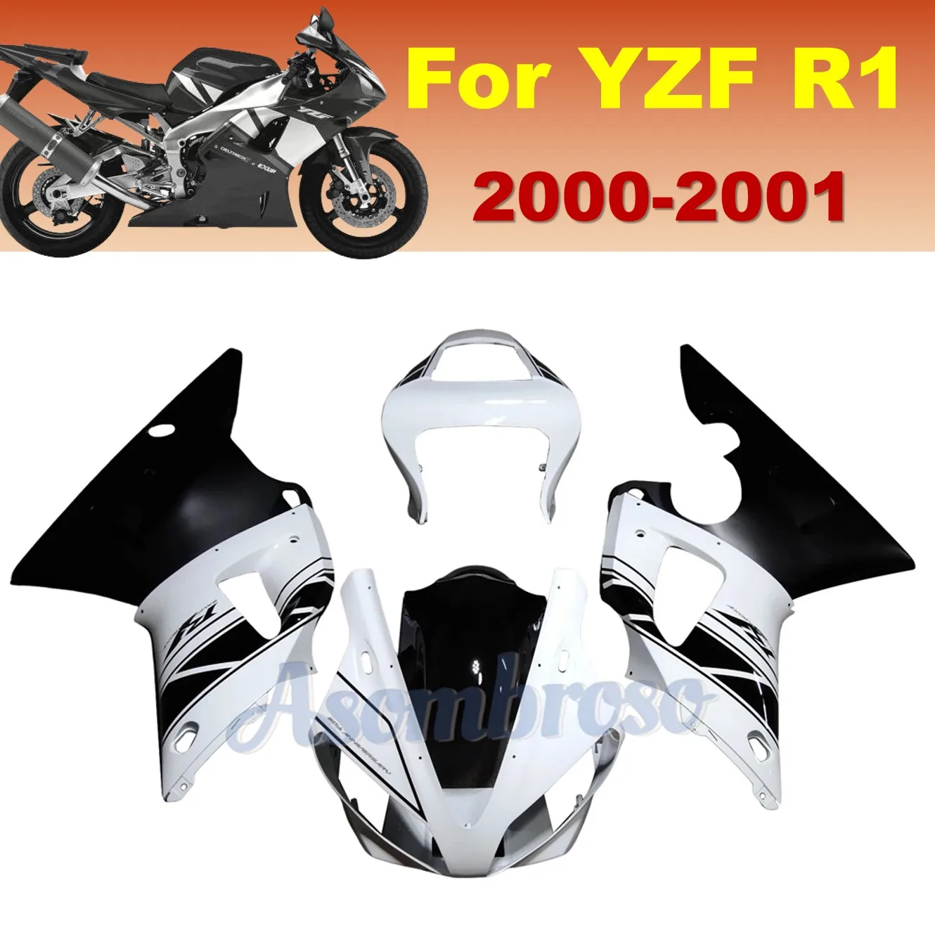 

For Yamaha YZF-R1 2000 2001 YZFR1 Cowl set YZF1000 ABS Plastic Body shell Motorcycle Fairings Kit