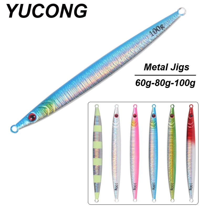 YUCONG 1PX Metal Drags Lure 60g-80g-100g Trolling Fishing Bait Fast Sinking Jigging Wobbler Diving cebos leurres de pêche mer