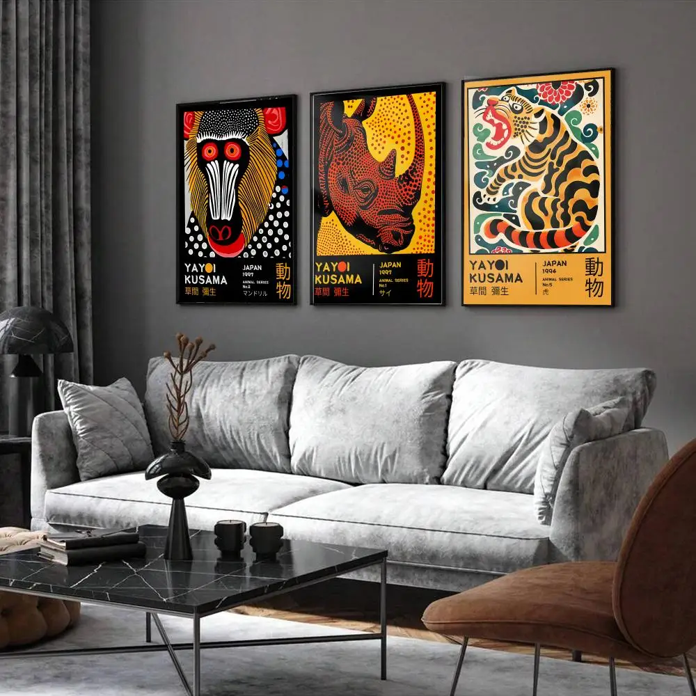 Art Y-Yayoi Kusama Animal Poster Home Living Bed Room Bar Hallway Sticky Wall Printing Waterproof Aesthetic Decor
