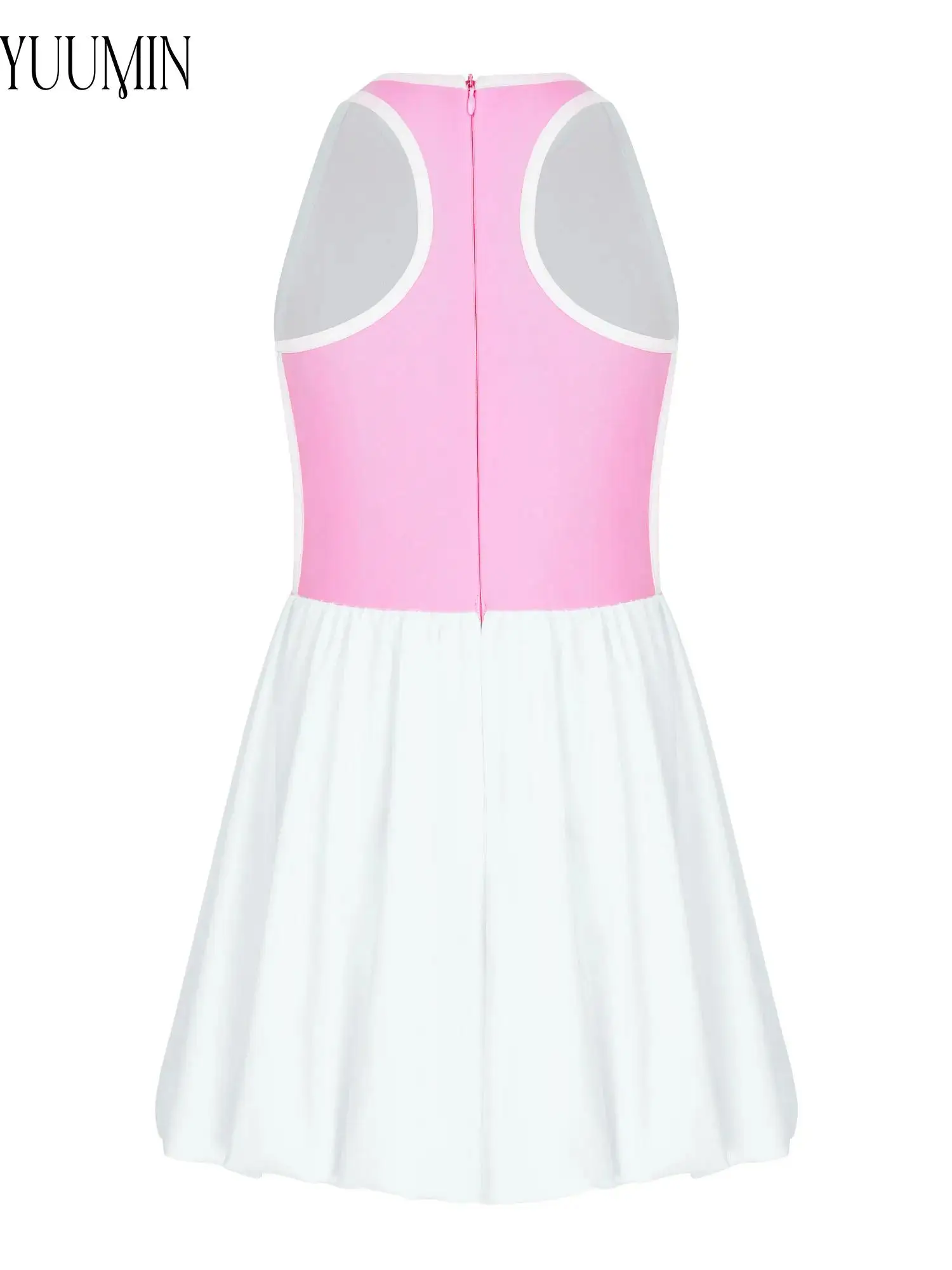 Kids Girls Tennis Golf Sleeveless Bubble Dress Round Neck Racerback with Built in Shorts Quick Dry Stretchy for Outdoor Sports