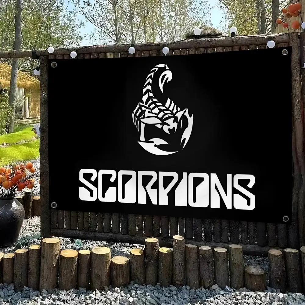 S-Scorpions Heavy Rock Band Flags Custom Wall Hanging Background Art Banner For Bedroom Home Living Room Outdoor Decor