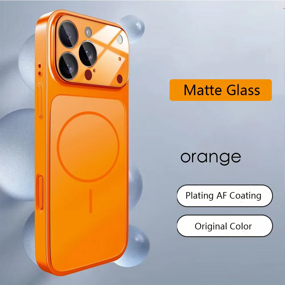 Original Glass Nano Matte For Magsafe Wireless Charging Armor Case For iPhone 17 16 15 14 13 12 11 P